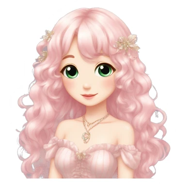 Dreamy pretty elegant cute shiny blushing shy anime lady kawaii beautiful hair naturecore fairycore cottagecore jewels trending aesthetic full body sticker