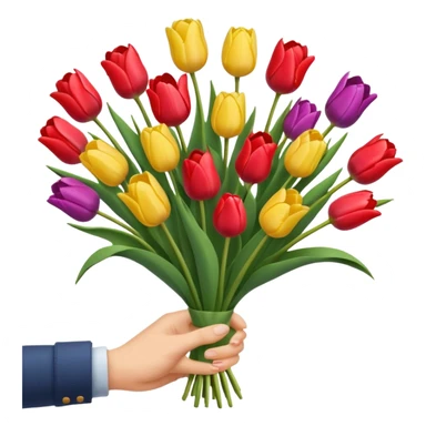 tulip boquet in one hand held boquet sticker