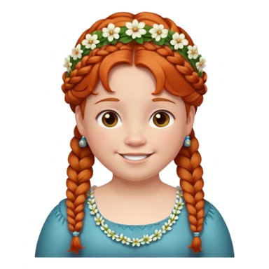very fat redhead kid with braids and floral tiara sticker