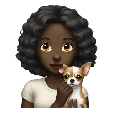 portrait of a dark-skinned girl with Chihuahua white sticker