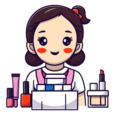 kid in makeup store sticker