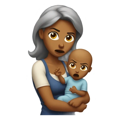 Mama with angry baby sticker