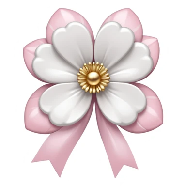 white sakura flower with a bow and marble center sticker