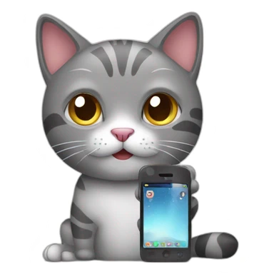 cat with phone sticker