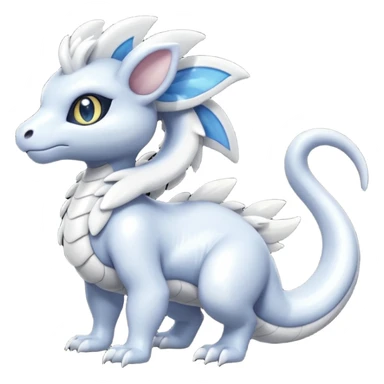White glossy soft silky furry iridesent Absol-Shinx-Snake-fusion-hybrid, full body sticker