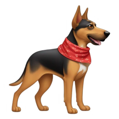 coonhound and German shepherd mix dog wearing red bandana and walking sticker