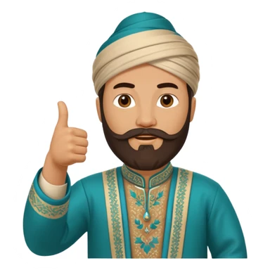 uzbek bearded man with national outfit thumbs up sticker