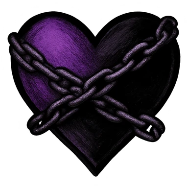 emo heart with a chain, black and purple, no background sticker