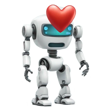 the robot holds a heart in its hand sticker