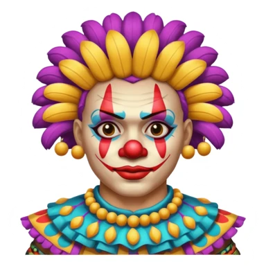 clown, wearing mayan warrior custome sticker