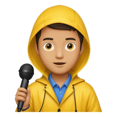 man with rain coat and boom microphone sticker