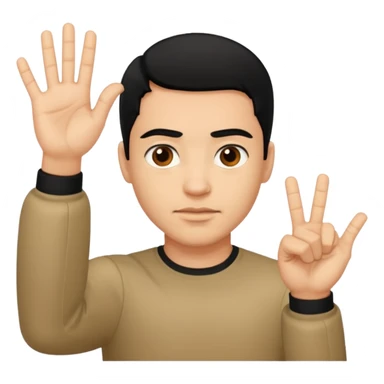 light skin black hair man haciendo señal de no sticker