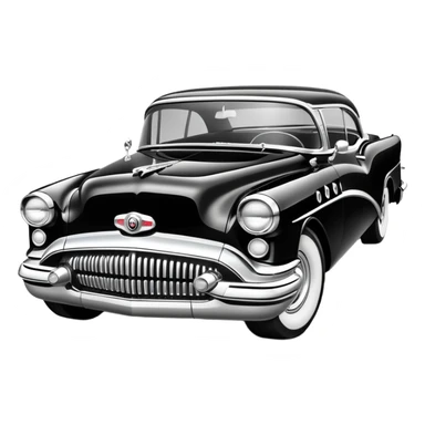 vintage hot rod, based on 1956 Buick Century, monochrome black and white sticker