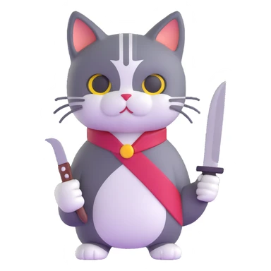 cute cat with a knife sticker