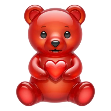 white jelly bear  heart red sticker