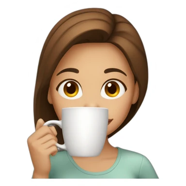 A girl with brown hair and brown eyes drinking coffee sticker