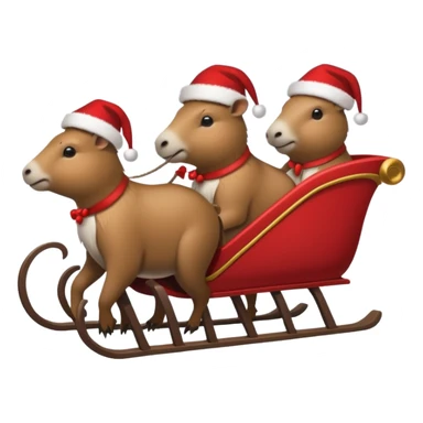 now make alot  of capybaras pulling a sleigh with santa hats sticker