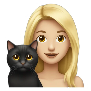Fille blonde et brune avec chat noir sticker