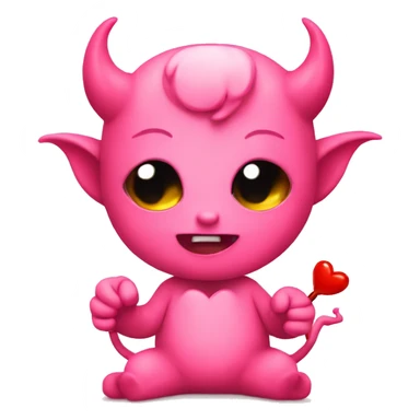 cute pink devil with lovely heart sticker
