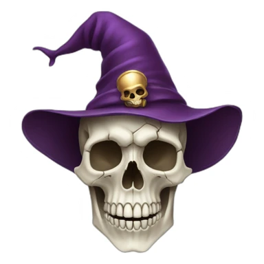 Human skull with a wizard hat sticker