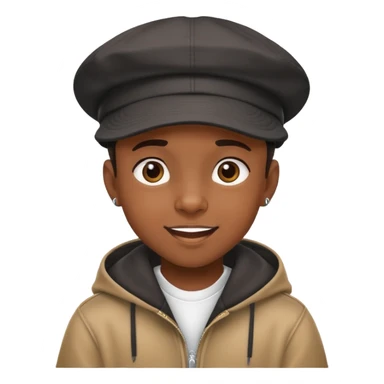 black kid with a hiphop hat, cheerful expression sticker
