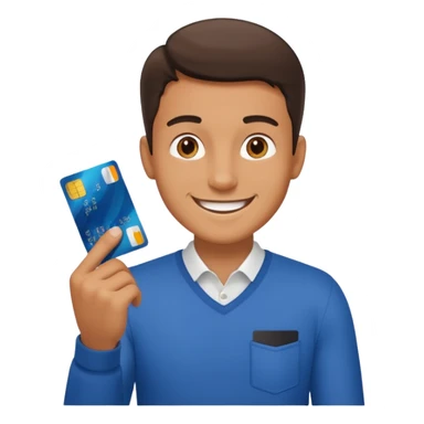 man with debit card sticker