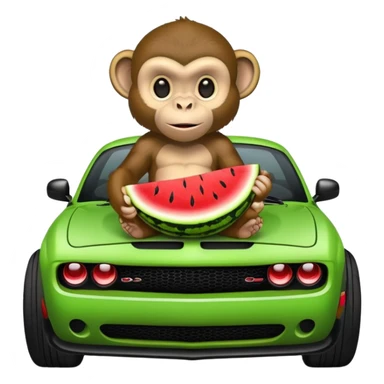Monkey driving hellcat and eating watermelon  sticker
