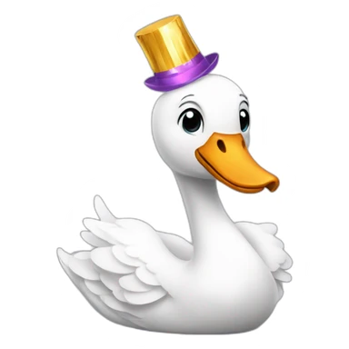 Swan with a party hat sticker