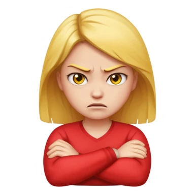 angry face girl emoji with arms crossed over each other in front  sticker