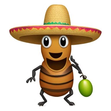 Cucaracha con sombrero mexicano y maracas  sticker