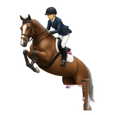 Showjumping horse with a human sticker