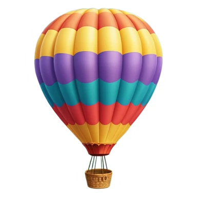 a clear sky and distant hills in the background with A colorful hot air balloon floating gracefully above the ground. The balloon's vibrant colors stand out against the soft clouds, capturing the peaceful yet adventurous spirit of hot air ballooning. sticker