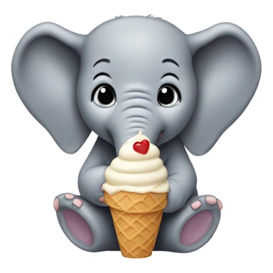 Baby elephant eating ice cream sticker
