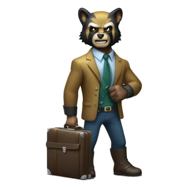 Wolverine with a briefcase and a stack of banknotes in his claws sticker