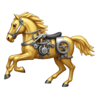 Mechanical golden running horse sticker
