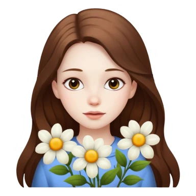 girl with flowers  sticker
