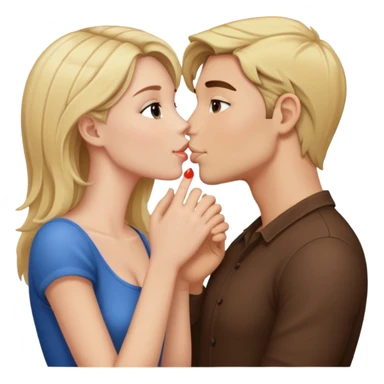 Blonde/brunnette hair and fair skin men and cooper hair and light skin women kissing sticker