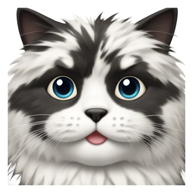 fluffy, chunky, black and white cat sticker