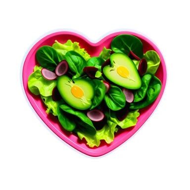 green salad in a pink heart shaped plate   sticker