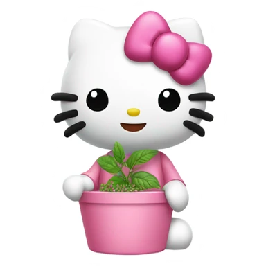 Hello kitty holding Pink herb nug sticker