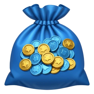 blue coins inside an opened bag  sticker