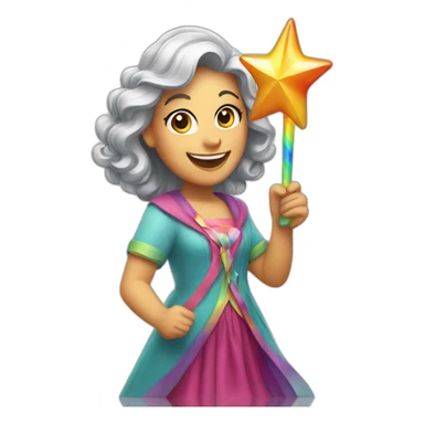 happy lady with rainbow wand sticker