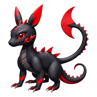 Cute Guilmon-Salandit-Umbreon-Fakémon-hybrid-creature (full body)  sticker