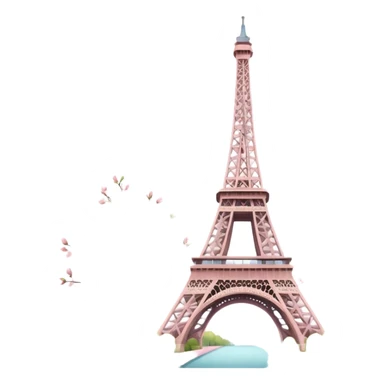 Eiffel Tower emoji, spring in Paris, cherry blossoms, soft pastel colors sticker