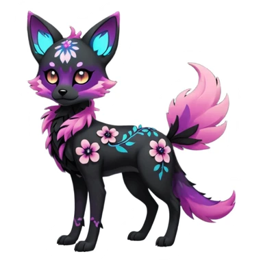Multicolored gloomy glowing bioluminescent dark edgy gothic spooky cool badass cute adorable pretty cool elegant realistic floral exotic Falvie-Fionbri-fursona, full body sticker