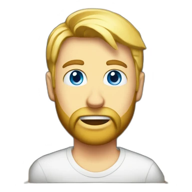 Blond bearded blue eyes and a computer in a box sticker