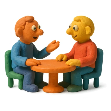 a bit of a chat, claymation style sticker
