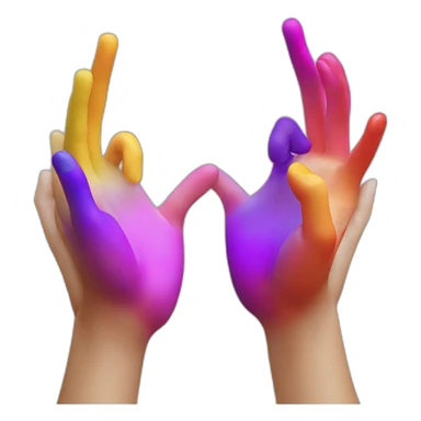 Two hands rozando los dedos la creación colours sticker