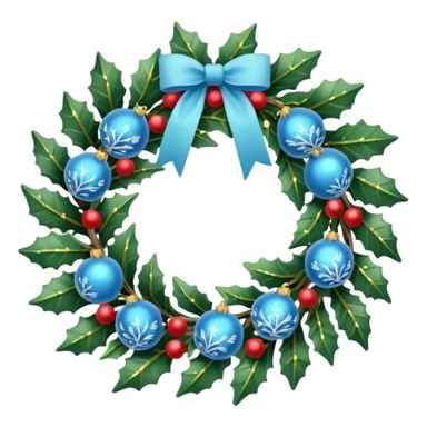 small Christmas wreath with light blue details sticker