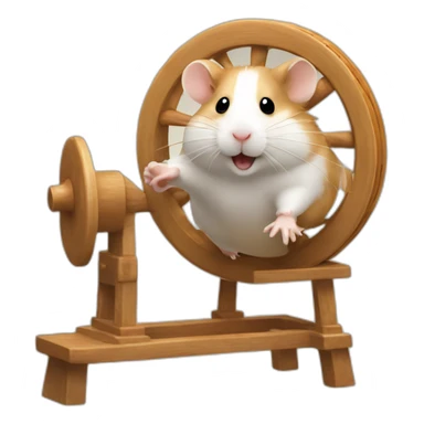 hamster running on a spinning wheel sticker